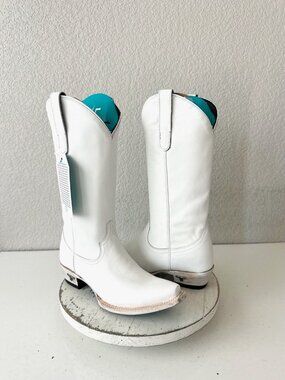 Lane EMMA JANE White Cowboy Boots Western Cowgirl Mid Calf Tall Snip Toe Sz 8